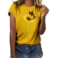 Ženske bluze Cvjetni kratki rukav Ležerne prilike za žene Tee Crew vrat Ljetni vrhovi žuti 3xl