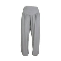Ženske elastične labave opuštene pantalone pamučne meke joga sportske plesne hlače Grey XL