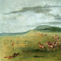 Hunt antilope, 1830-ih. Nantelope Snimanje: ublaženo. Ulje na platnu, 1830-39, George Catlin. Poster