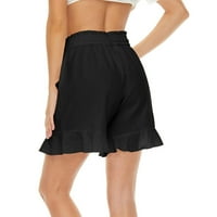 Penskaiy ženska ljetna casual s džepovima Čvrsti rufffes kratke hlače Zaštitni sportski Bras XL Black