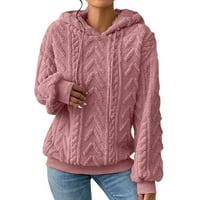 Jeseni džemperi za ženske dukseve Fuzzy s kapuljačom duksela kabela Chunky Fleece Hoodie pulover Sherpa