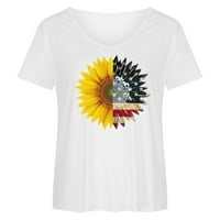 CasualLovewomen's Ležerne prilike modne ljetne V-izrez majice Sunflower ispisani kratkim rukavima za