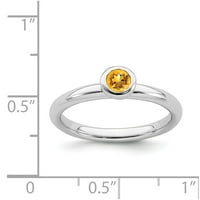 Sterling srebrne boje izrazit niske okrugle citrinske prstene veličine: 10; za odrasle i tinejdžere;