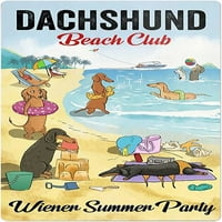 Jahshund Beach Club Poster Metal Tin znak, Wiener Ljetna zabava, Garaža pasa Man Cave Decoration Club