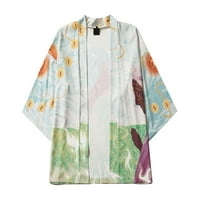 Pgeraug muška majica labavi otvoreni prednji rukav japanski stil Print prikrivanje kardigan polo majice