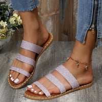 Cipele za žene Dame Ljetne ravne casual sandale Koža od pune boje Otvorena nožni papuče