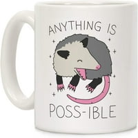Bilo šta je moguće i otke opossum bijela keramička krigla kafe