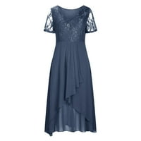 Proljetne haljine za žene V-izrez cvjetni print kratkih rukava za sunčanje plavi xl