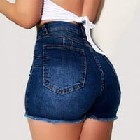 Frehsky traperice za žene Žene Prekinuti traper kratke hlače Ripped Jeans High Struk Hotpant Slim Fit