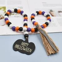 Pompotops Halloween Jesen Dekoracija Halloween perle String Wood Boja šarene drvene perle Fringe Gring