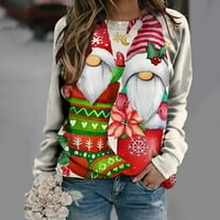Božićne majice za žene Božićni snjegović tiskanje okruglih dukserica Ležerne prilike pulover dugih rukava