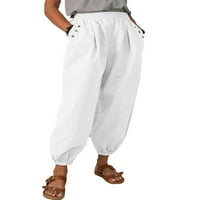 Prednji swalk Ženska ležerna elastična struka Jogger Dno ljetne vrećaste dukseve High Squist Holiday pantalone s džepovima