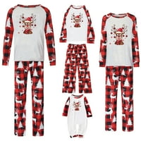 Meka božićna dječja dječja dječja tiskana TOP + hlače Porodična podudaranja pidžama postavljena crvena