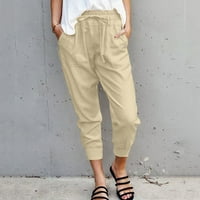 Široke pantalone za noge za žene Ležerne ljetne elastične struk Solid Comfy sa džepovima hlače