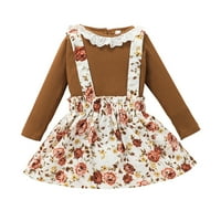 Slatka modna odjeća set za djevojčice za djecu za djecu s odjećom Top cvjetni suknji za suknje kombinezone