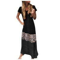 Ženske casual haljine Leopard haljina rukav modni ljetni dugi patchwork kratke žene V-izrez Ženska haljina