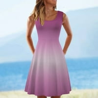 Maxi haljina za ženska haljina za sunčanje Crta bez rukava Cvjetni ljubičasti XL