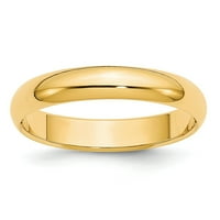 Real 14KT žuta zlatna polukružna vjenčana veličina: 4; za odrasle i tinejdžere; Za žene i muškarce