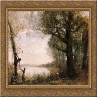 The Little Nest Harriers Gold Ornate Wood Framed Canvas Art by Camille Corot