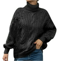 Turtleneck džemperi za žene predimenzionirani džemper Chunky kabel pleteno pulover moda