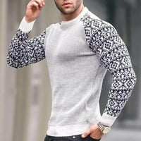 Mens Crewneck džemper s dugim rukavima Ležerne prilike za pletene vrhove pulover bijele veličine l
