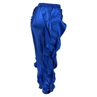 Žene Solid Ruckel Pant elastični struk kaiš nogavice Labavi olovke hlače harem pant plava l