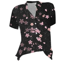 Ženska bluza za bluzu s kratkim rukavima Tuničke majice cvjetne tiskene majice Lagane vrhove Košulje