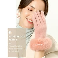 Ženske zimske rukavice na dodirnim zaslonom zaslona Termičke vjetroottne rukavice meke tople FAU krznene