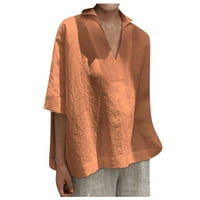 Fjofpr Ženski vrhovi rukav ženski Ljetne casual majice Solid boja labavi fit pulover bluza
