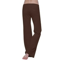 Ersazi ženske hlače Ženska modna ravna džepa Dugme široke nogave hlače pune boje casual labavo joga hlače u caringu smeđe teretane XXXL