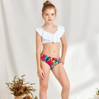 UCCDDO Girls Ruffled Bikinis kupaće kostimi 7-14T, djevojčice cvjetni kupaći odijelo Bikini Top + dna,,