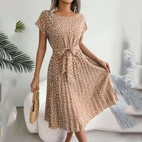 CAVEITL Ljetne haljine za žene, modne žene casual okrugli vrat tiskane haljine s kratkim rukavima ljetne