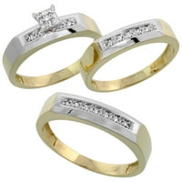 10k žuto zlatni ženski dijamantski vjenčani prsten širokog veličine 10