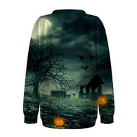 Ženska jesenja i zimska okrugla gradijent za Halloween Titter Dugme Dizajn labave ležerne pulover s
