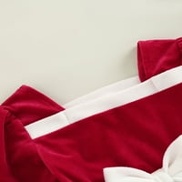 Coduop Djevojke za bebe Božićne odijele Postavljen kontrast boja Bowknot Duga rukava rukava + ogrtač