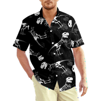 Fraigo Muška havajska majica za muškarce i dječake - Dinosaur Print Holiday Weather Mahune za muškarce