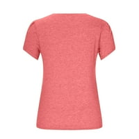 TKLPEHG Womens Ležerne prilike Summer Leisure Petal Majica kratkih rukava V-izrez Labavi bluza za žene