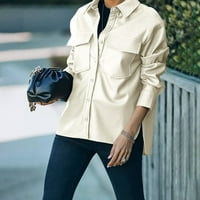 Hwmodou ženske putne jakne dugih rukava kratki stil casual dugih rukava sa džepovima s grudima modne