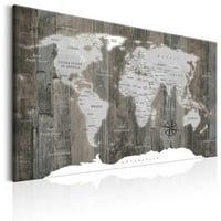 TiptophOMedecor rastegnuta platna mapa svjetske umjetnosti - mapa svijeta: drveni svijet - rastegnut