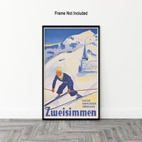 Zermat Švicarska Skijanica Art - Vintage Ski Poster Art - Ski Ski putnički poster Unforment Wall Art