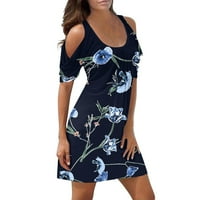 Ljetne haljine za žene Žene elegantne i seksi cvijeće s dva ramena, haljina od plaže s kratkim rukavima