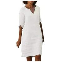 Grafički čišćenje ženskog odobrenja V-izrez za lakvice za lakvice Shift haljine Ljetne haljine srednje