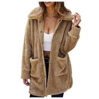 Outfmvch zimski kaputi za žene topla zimska jakna casual tipke od čvrstog kaputa sa džepnim ženskim