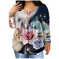 Scyoekwg plus veličina ženska bluza s dugim rukavima Fall odjeća cvjetno tiskane dame vrhovi Crewneck