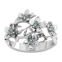 Modni cvjetni srebrni prsten bijeli safiri angažman nakit za žene