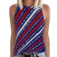 Dianli Četvrta srpnja Košulje za žene okrugli vrat Tunika američke zastave Star Striped Print bez rukava