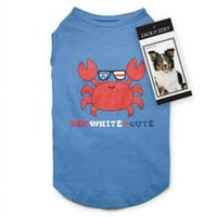 Crveni bijeli i slatki tenk za pse Top Patriot Crab UPF ljetna zaštitna majica za zaštitu od sunca