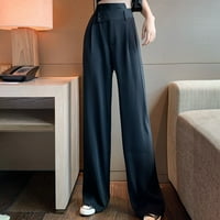 Ženski džep sa visokim strukom Široke noge ravne vrećaste pantalone crne s