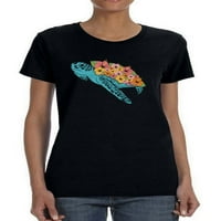 Floralna kornjača majica za žene -Martprints dizajni, ženski mali