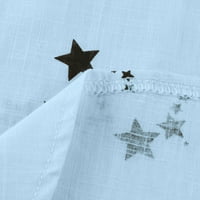 Modna ženska ležerna pamučna i posteljina zvjezdana majica s dugim plavim xxxxl